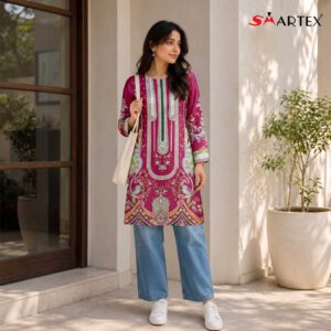 Samu Silk fabric with Stonework Tunic
